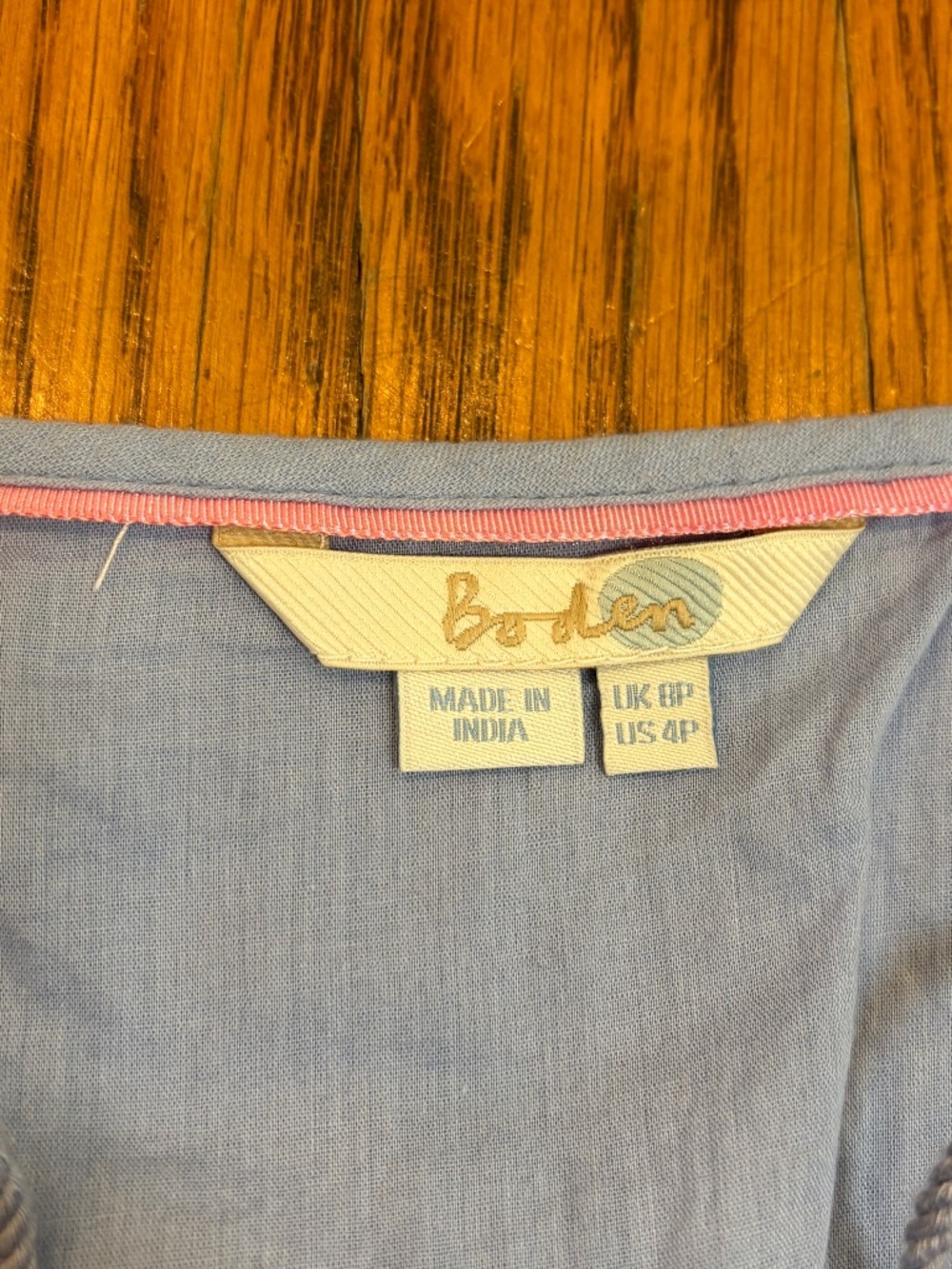 Boden Light Blue Midi Dress with Navy Embroidery - Picture 3 of 8